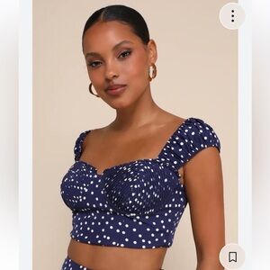 Lulu's Navy Polka Dot Crop Top